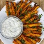 Carrot Fries with Healthy Ranch Sauce