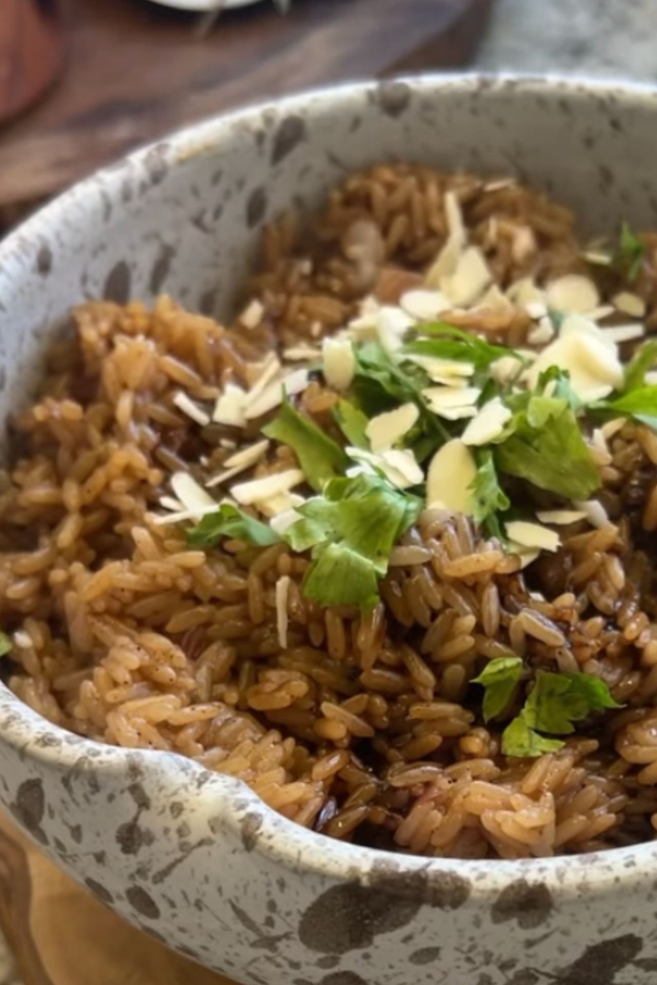 Pomegranate Rice with Almonds and Prunes